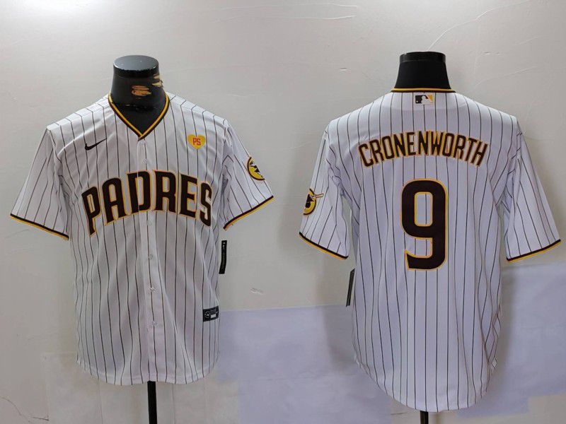 Men San Diego Padres #9 Cronenworth White Stripe Game 2024 Nike MLB Jersey style 2->san diego padres->MLB Jersey